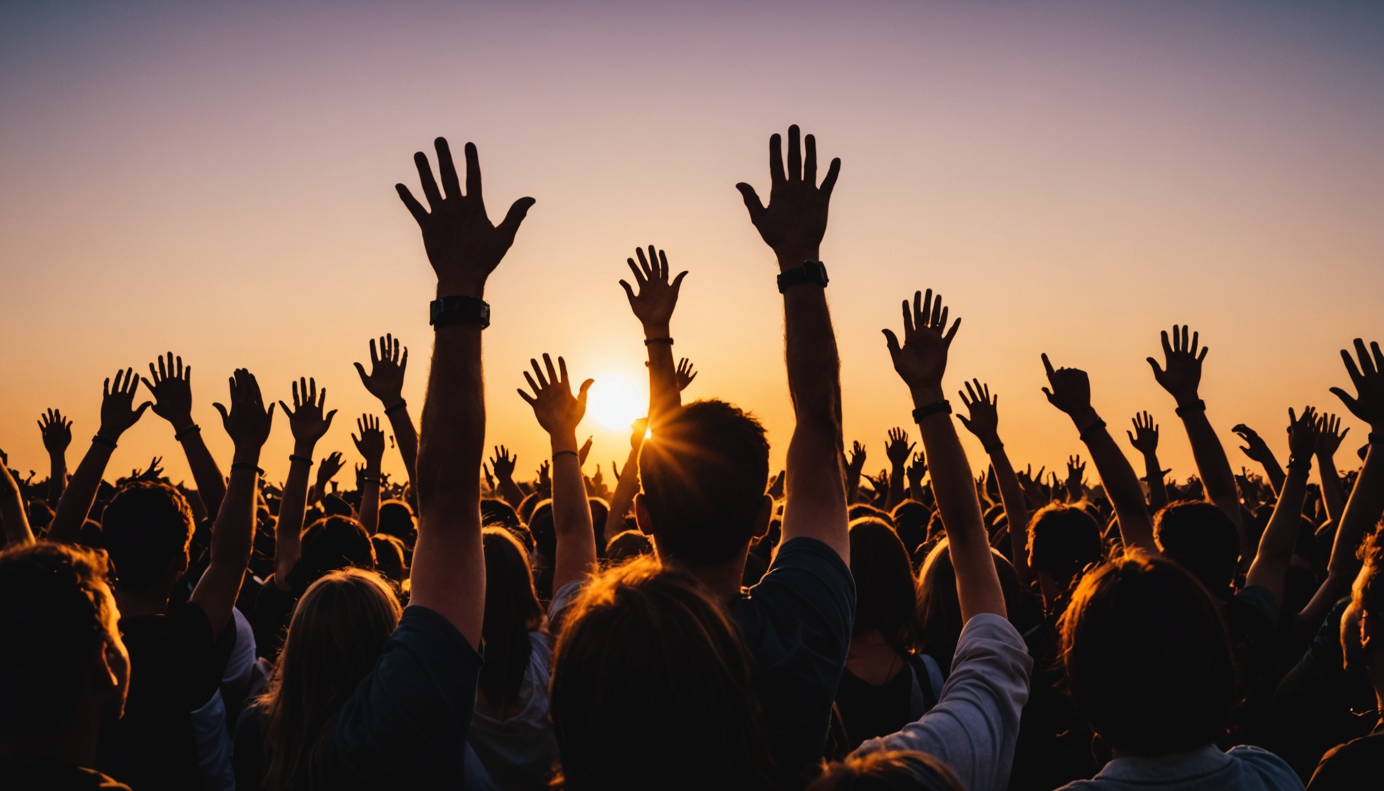 Festival de musique en plein air, ambiance coucher de soleil