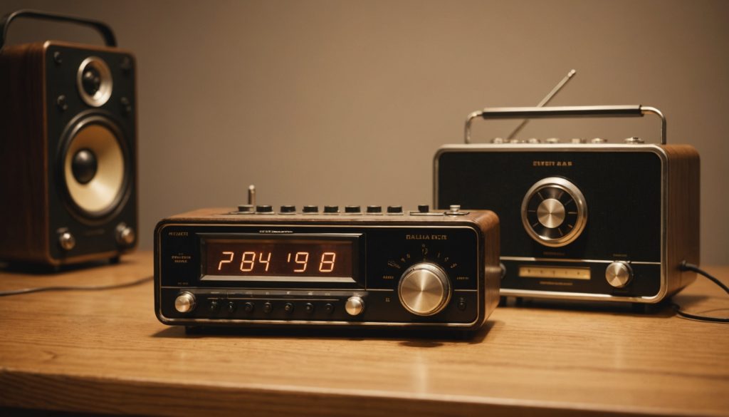 Poste de radio FM classique à côté d'un récepteur DAB+ numérique