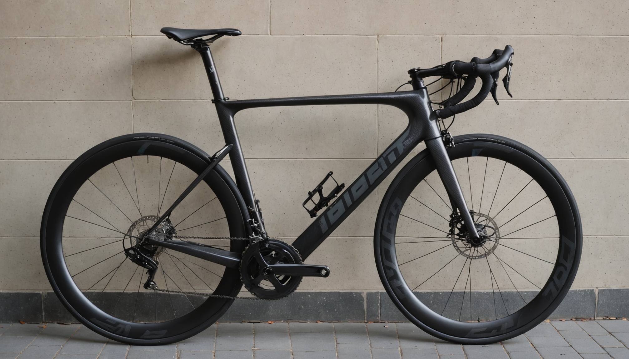 Vélo de route en carbone, gros plan sur le cadre