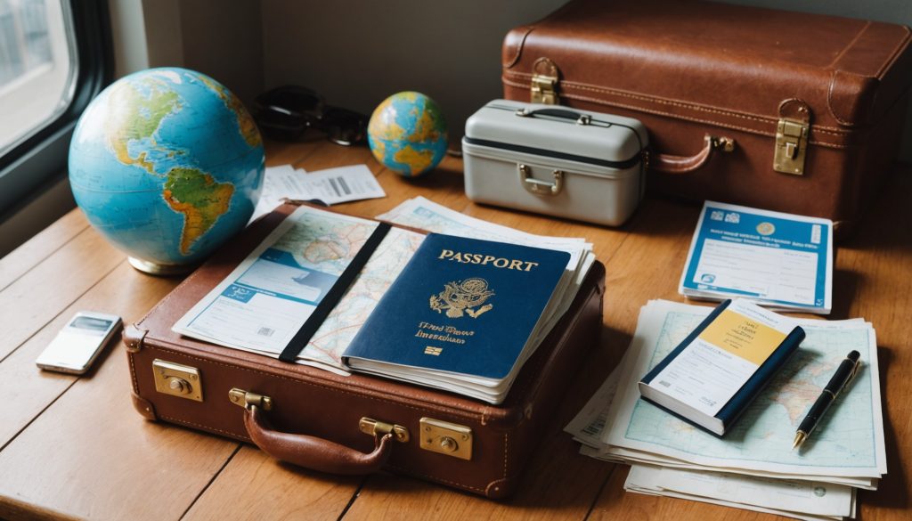 Passeport, billets et documents de voyage préparés pour une assurance voyage