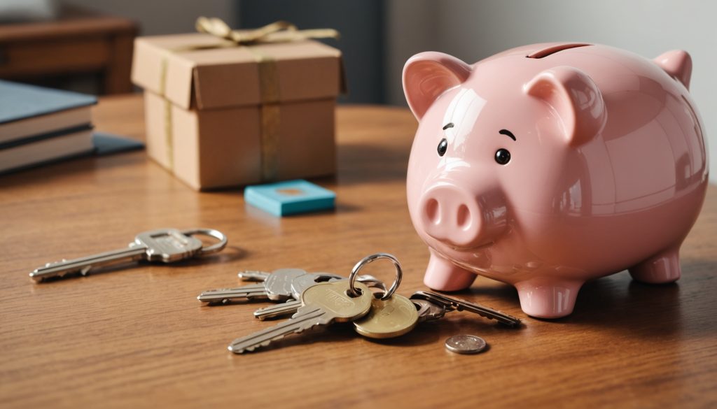 Cartons de déménagement et tirelire symbolisant les aides financières disponibles