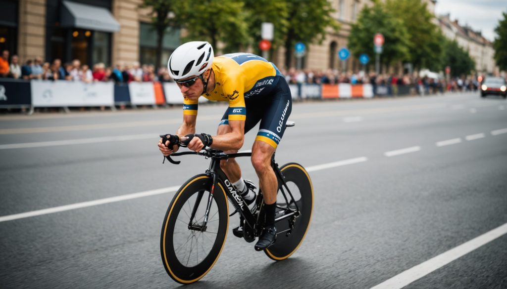 Cycliste en contre-la-montre lors des Mondiaux de cyclisme