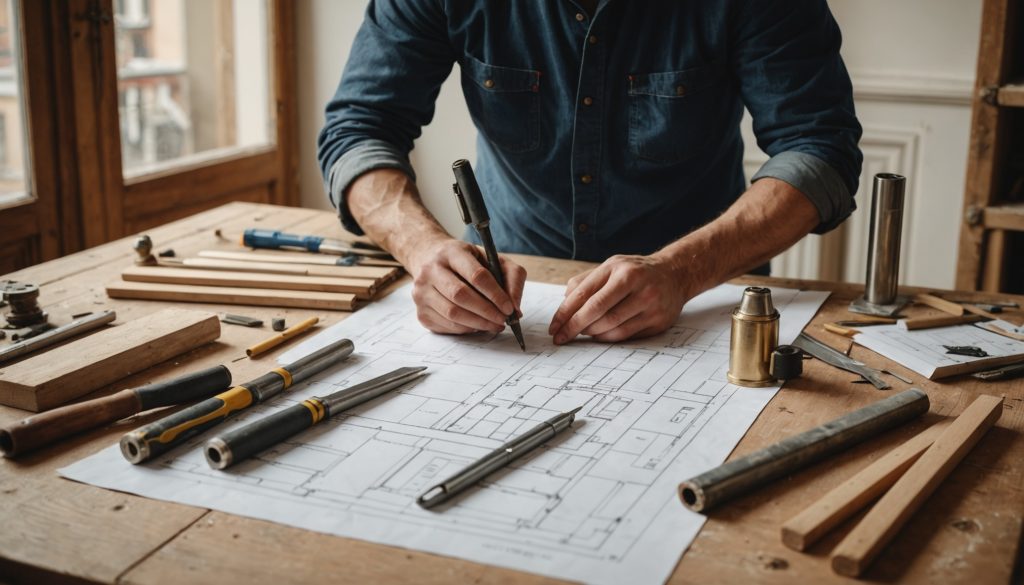 Artisan sur un chantier de rénovation à Paris