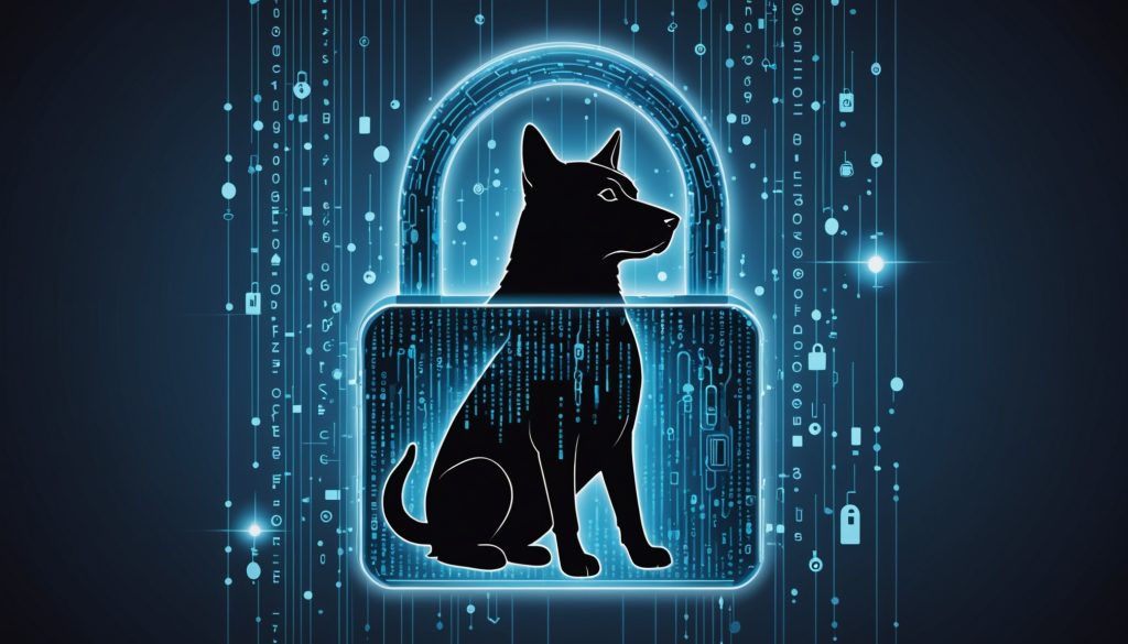Illustration generee par IA sur le piratage de donnees d'identification d'animaux de compagnie, ne represente pas une image reelle de l'incident